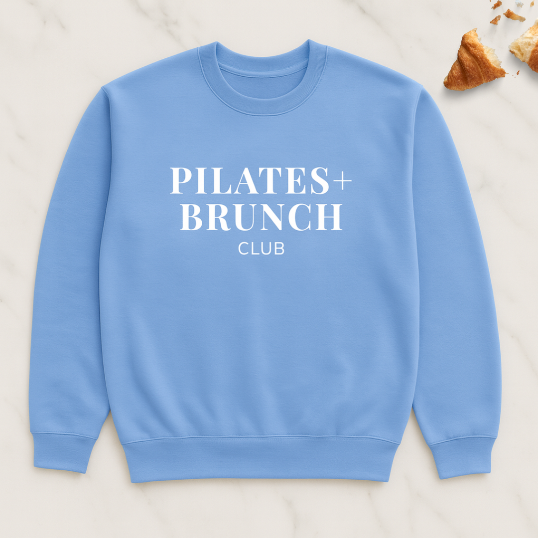 Pilates + Brunch Club - Stylish Blue Sweatshirt