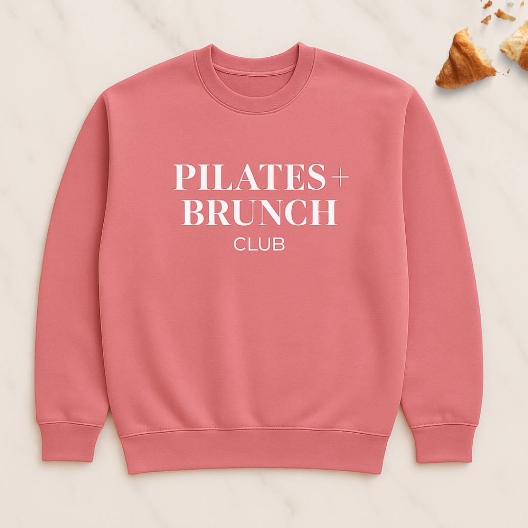 Pilates + Brunch Club – Stylish Pink Sweatshirt