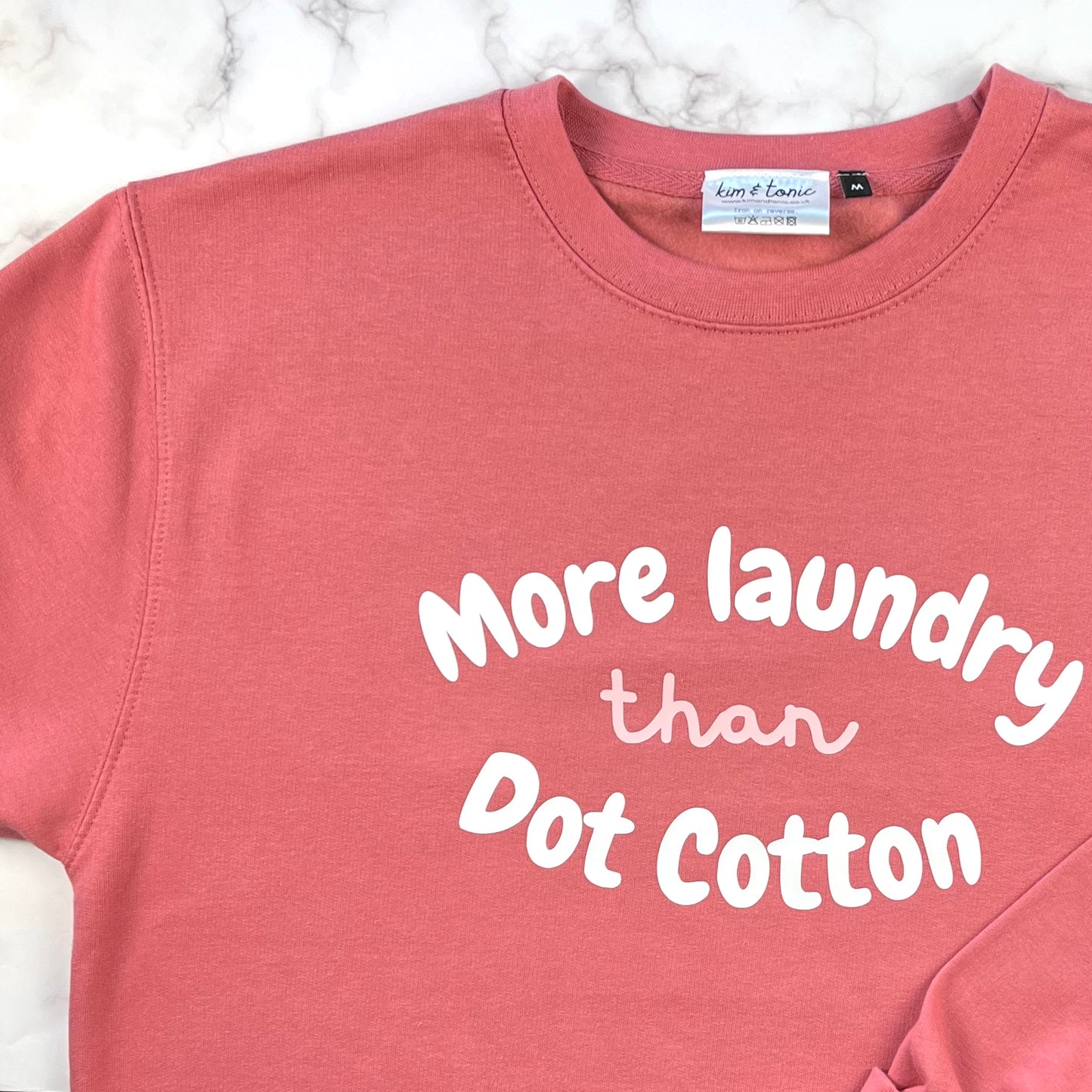 DOT COTTON SWEATSHIRT. Rose pink with white and pink print.