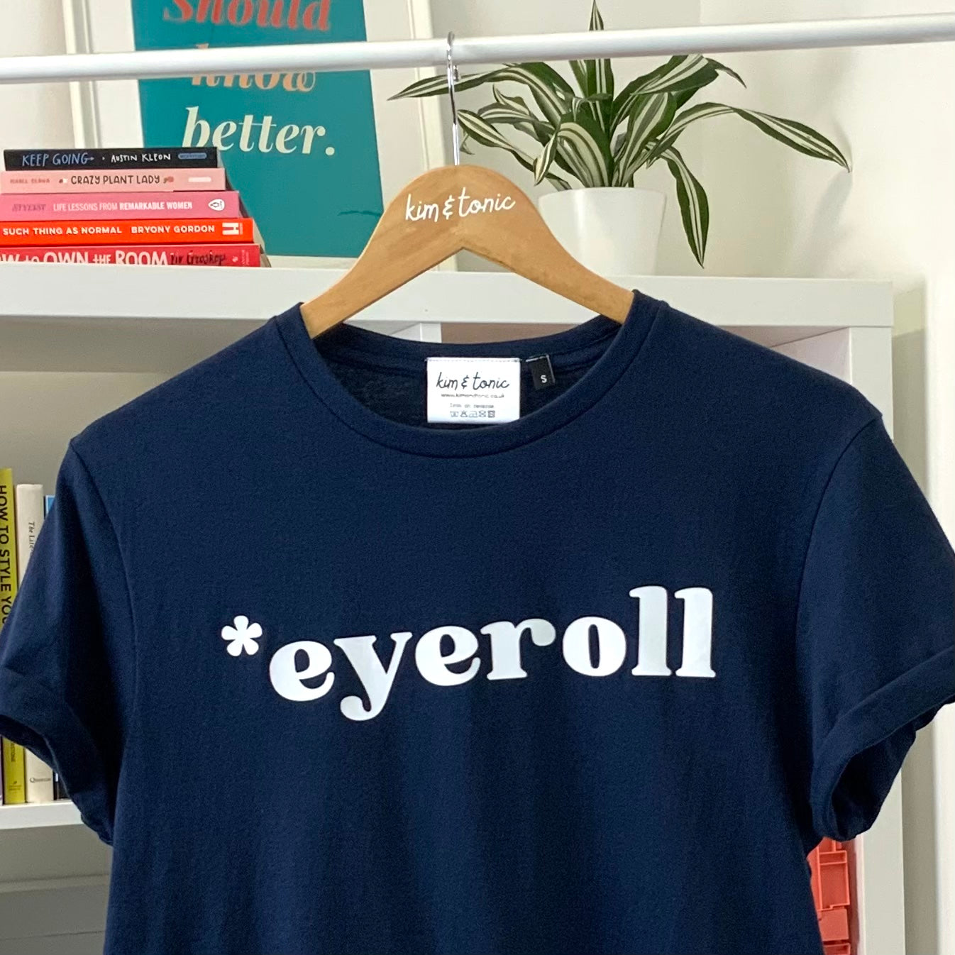 EYEROLL T-SHIRT. Navy with white print.