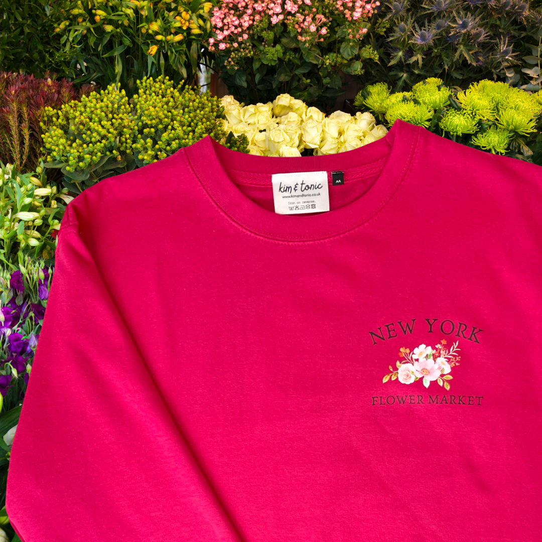 NEW YORK FLOWER MARKET SWEATSHIRT. Hot pink.