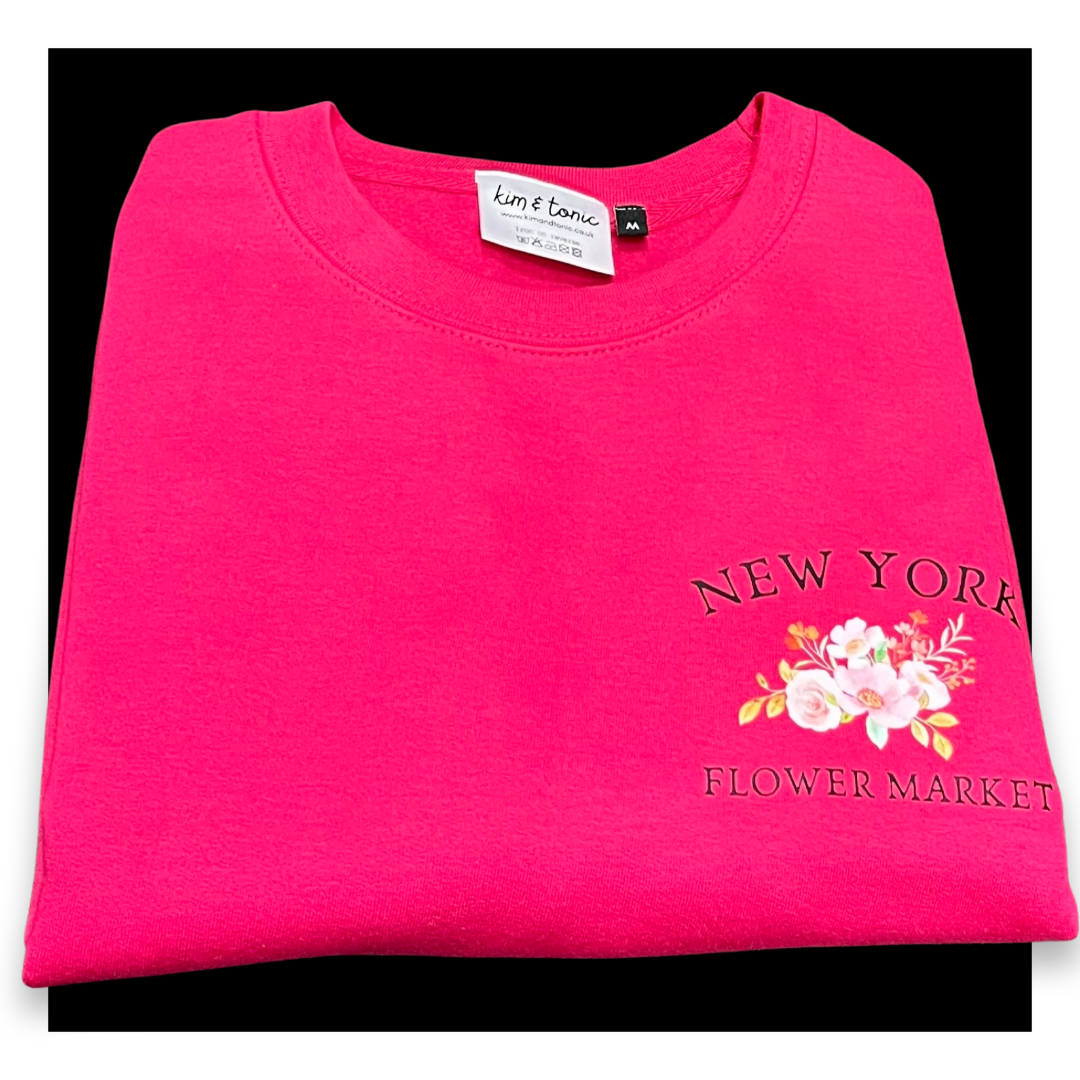NEW YORK FLOWER MARKET SWEATSHIRT. Hot pink.