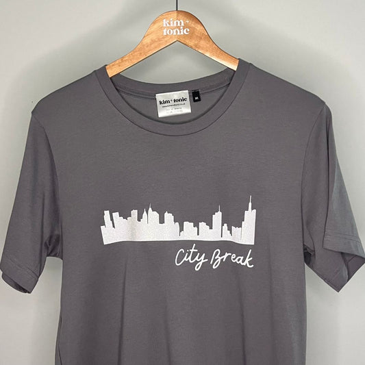 Grey City Break T-shirt with sparkly white print
