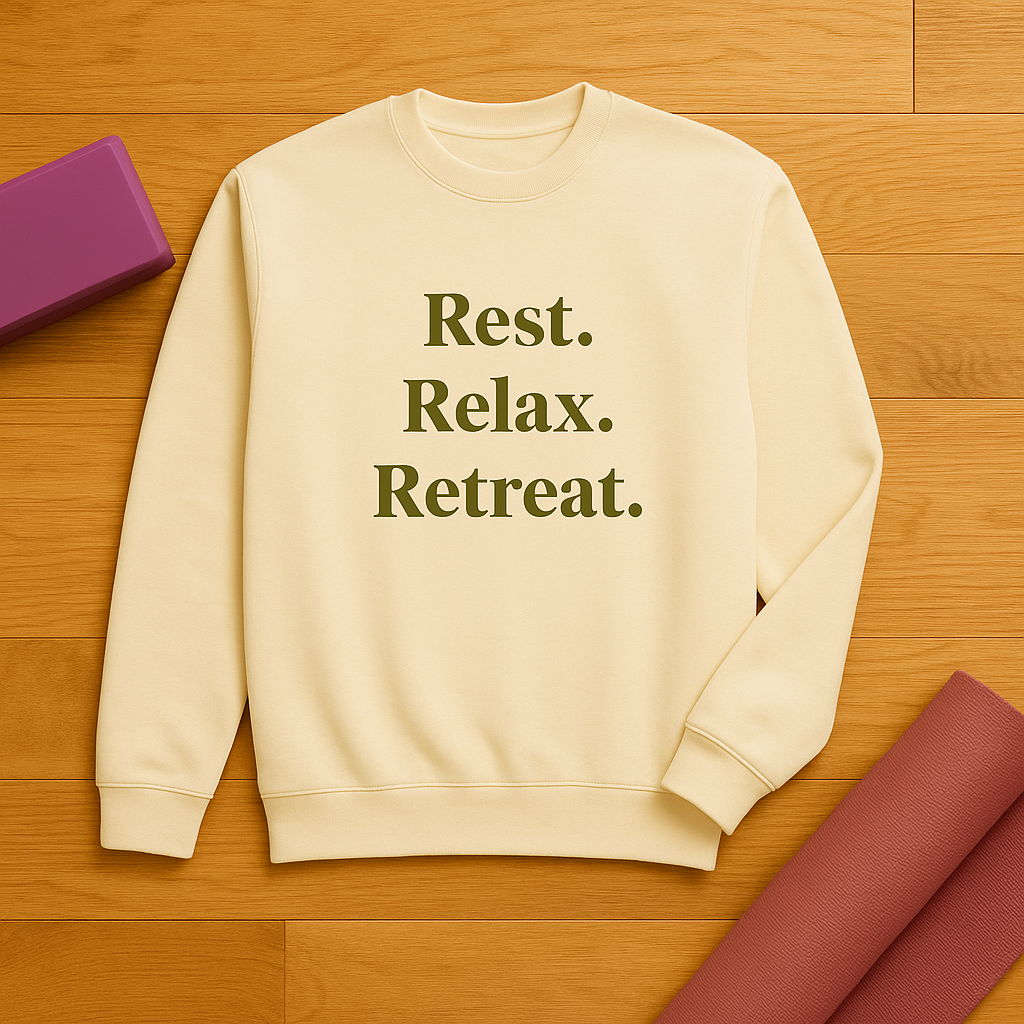 Rest. Relax. Retreat. Cosy Cream Sweatshirt