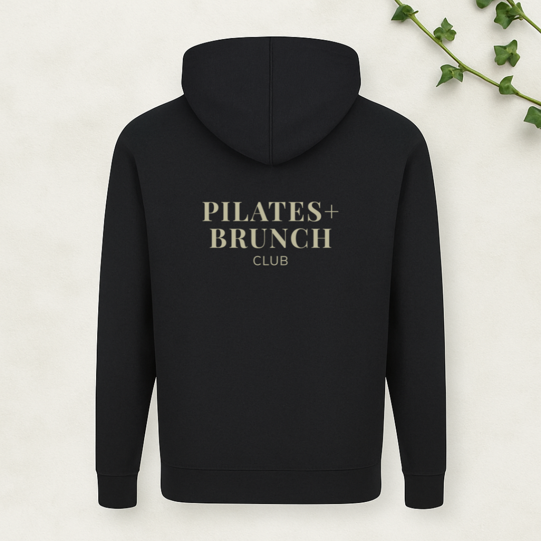 Pilates + Brunch Club - Cosy Black Hoodie